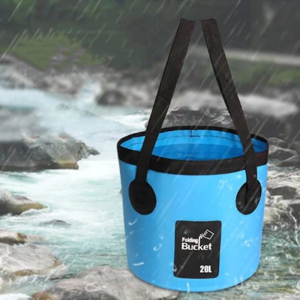20L Bärbar Hopvikbar Vattenhink Fiske Hink Fällbar Vattenbehållare för Resor Camping Vandring Fiske Tvätt Black-20L