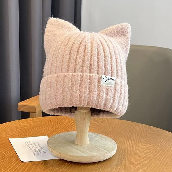 Søde katteøre-beanies til kvinder, efterår og vinter, varm ørebeskyttelse, sød Grey