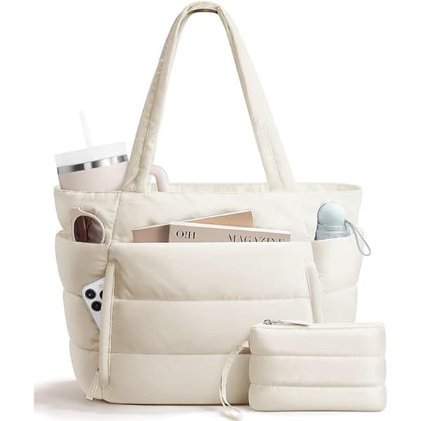 Stor Puffer Tote Bag för kvinnor 15.6\" Laptopfodral, 20L deep blue