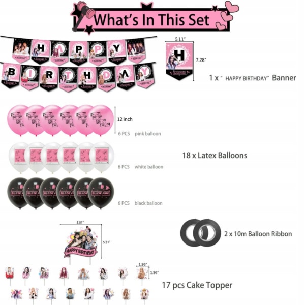 Blackpink-juhlatarvikkeet faneille syntymäpäiväjuhlien koristeluun Blackpink Party Supply Set