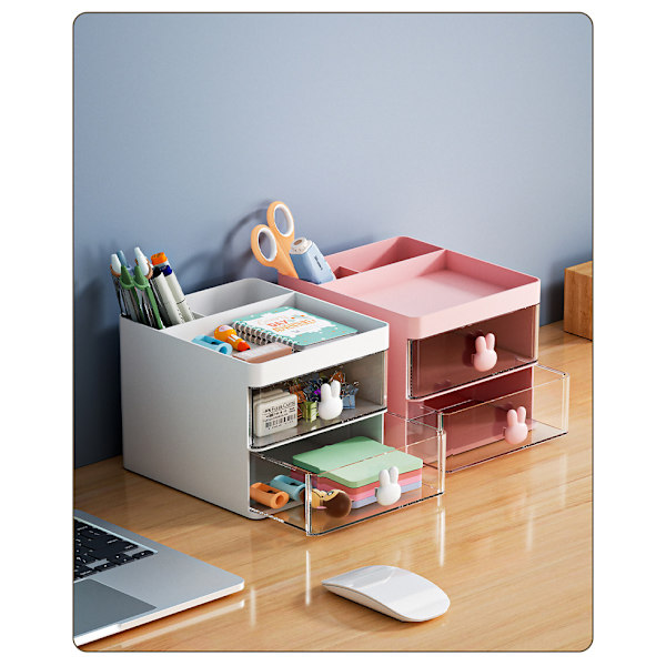 2 skuffer Makeup Organizer - Plast og kosmetik opbevaring Blue
