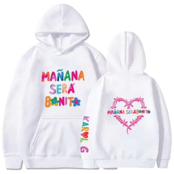 Karol G Manana Sera Bonito Hættetrøjer Dame Casual Sweatshirts Harajuku Pullover Fleece Langærmede Pullover Hip Hop Streetwear White 2XL