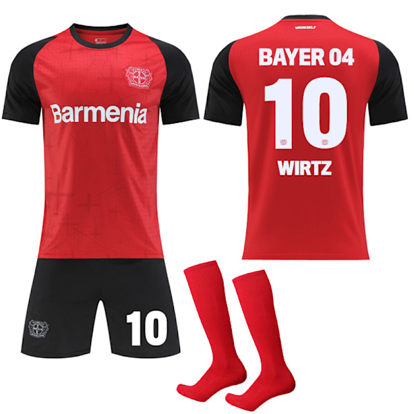 24-25 Bayer 04 Leverkusen Drakt NO.10 WIRTZ Trøyer Barn Voksen Fotballutstyr med Sokker NO.10 WIRTZ XL