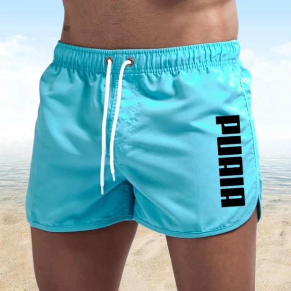 Sommarbadbyxor Sport Gym Löpshorts Strandkläder för män Lyxiga strandshorts Snabbtorkande Siwmwear-brädeshorts för män sky L 170-175CM