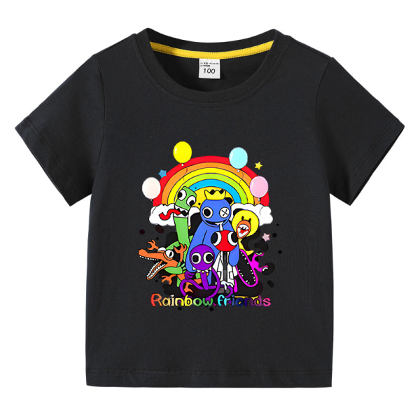 Kid bomull T-shirt Summer Rainbow Friends printed topp T-shirt black 120cm