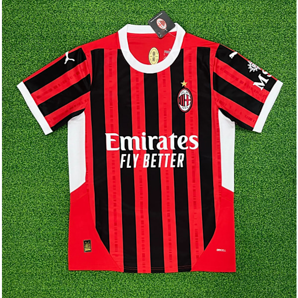 Sesong 2425 A.C. Milan kortermet fotballskjorte Hurtigtørkende pustende sportstøy Home M