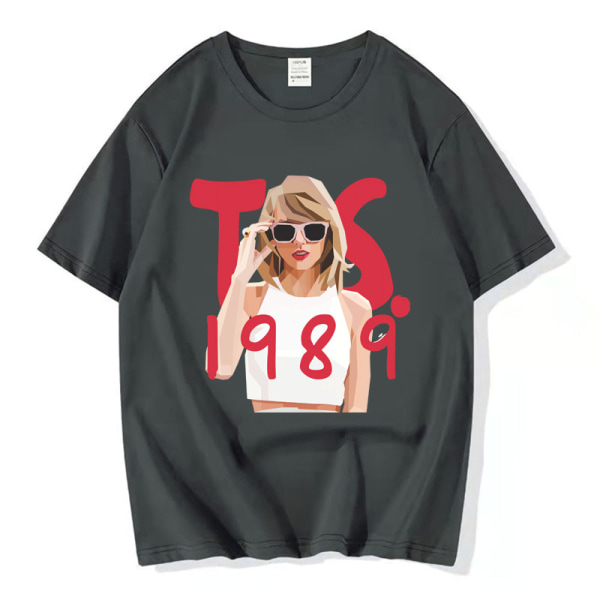 Taylor trykt T-shirt i bomuld med korte ærmer Swift  Løs top Deep Grey S