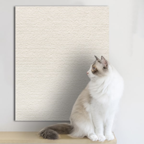 Katt skrapematte med klebende bakside Stabil møbelbeskyttelse Kattematte White 40x100cm