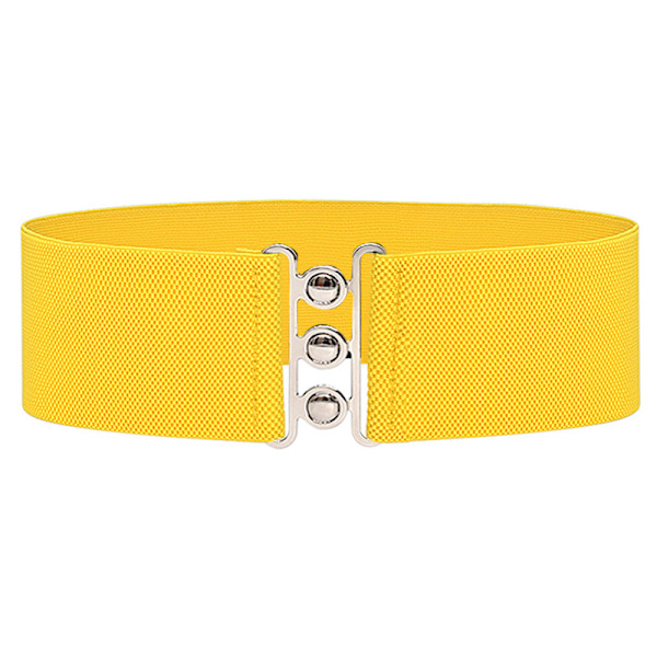 Flatt elastisk belte med metallspenne midjestropp Yellow