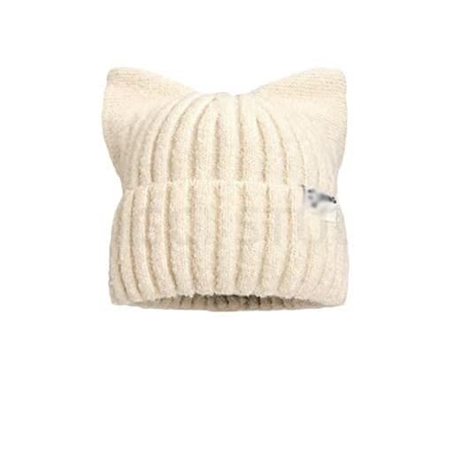 Søde katteøre-beanies til kvinder, efterår og vinter, varm ørebeskyttelse, sød Beige