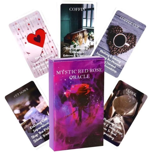 53 st Kort Mystic Red Rose Oracle Deck 10,3*6cm A Situations Deck Tarotkort Twin Flame Oracle Cards Kärlek Nyckelord Betydelse Mystic Red Rose Oracle Deck