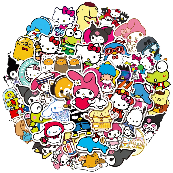 50/100 st Sanrio Cartoon Kawaii My Melody Kuromi-klistermärken för Scrapbooking Laptop resväska Vattentät klistermärke Dekal Barnleksak 50PCS Sanrio