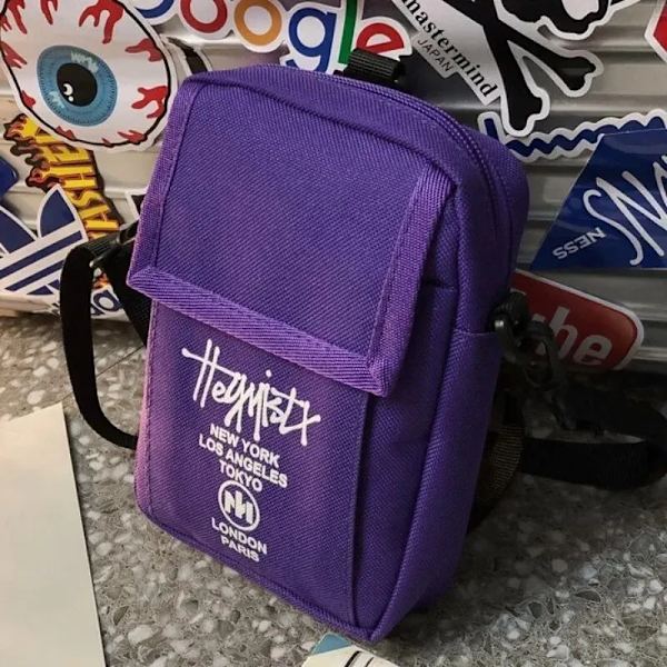 STUY Street Hip Hop Olkalaukku Matkapuhelimelle Teini-ikäisille Japanilainen Klassinen Pieni Laukku Lehti PURPLE 13cm * 4cm * 17cm
