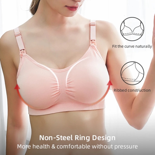Plus Size Amnings-BH Andas Kvinnor Amning Underkläder Sömlös Gravid BH Push Up Pink XL