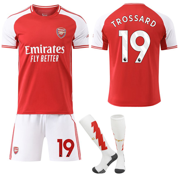 25-26 Arsenal F.C. Hemma NO.19 Trossard Tröjor Set Barn Vuxen Fotbollsutrustning med Strumpor NO.19 24