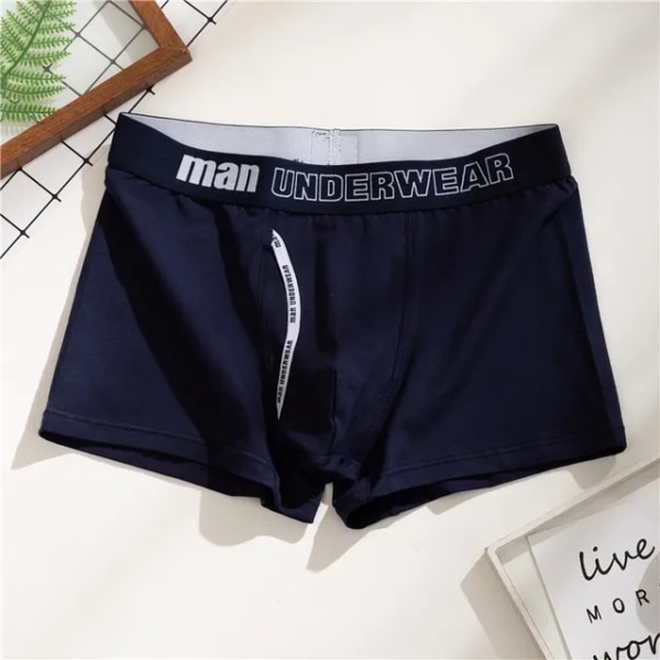 Herr Boxers Bomull Underkläder Sovkalsonger Herr Trosor Shorts Bekväma Plus Size Herr Underkläder dark blue M