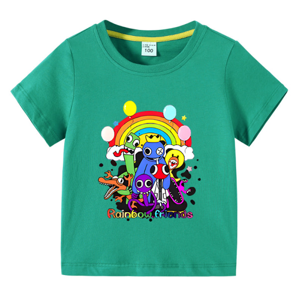 Kid bomull T-shirt Summer Rainbow Friends printed topp T-shirt green 120cm
