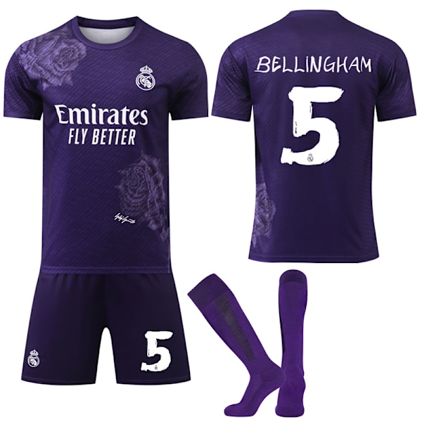 24-25 Real Madrid CF Y3 Lilla Nr. 5 BELLINGHAM Fotballtrøyer Barn Voksen Fotballutstyr 18