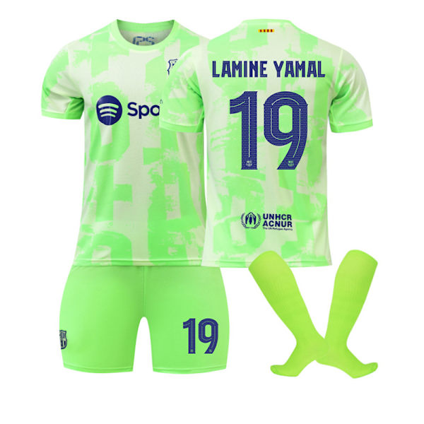 24-25 Barcelona Bortaliga No.19 LAMINE YAMAL Fotbollströjor Barn Vuxen Fotbollsutrustning XL
