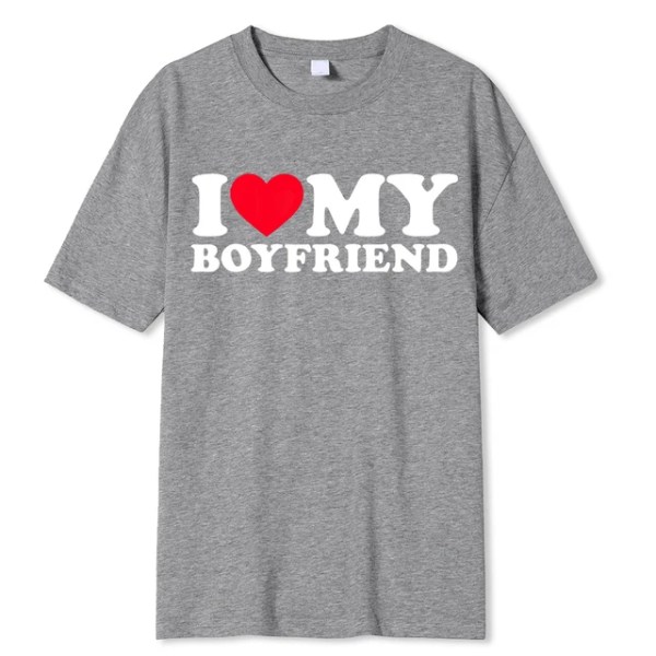 Jeg elsker kjæresten min Klær Jeg elsker kjæresten min T-skjorte for menn, så vær så snill å holde deg unna meg Funny BF GF Saying Quote Gift T-skjorter Gray-JIT036 XXL