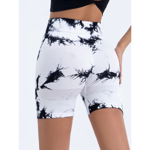 Tie Dye Seamless Workout Shorts til kvinder med bred elastisk linning og høj talje white M