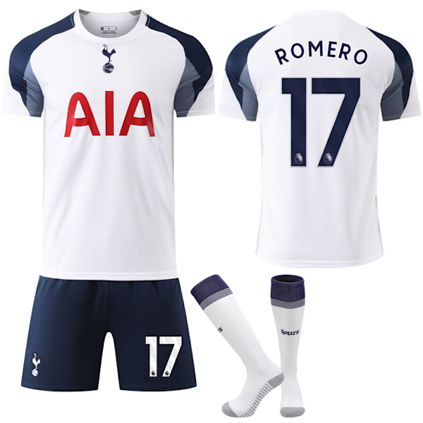 25-26 Tottenham Hotspur F.C. Hemma NO.17 ROMERO Tröjor Set Barn Vuxen Fotbollsutrustning med Strumpor NO.17 22