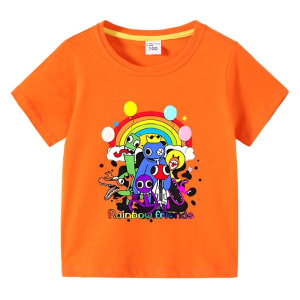 Kid bomull T-shirt Summer Rainbow Friends printed topp T-shirt orange 120cm