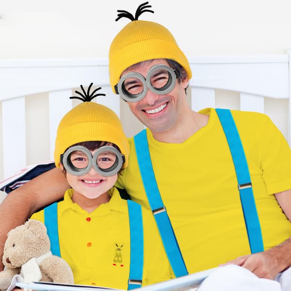 4 stk. Halloweenkostume til voksne, gul hat/briller/handsker/seler Navy Blue