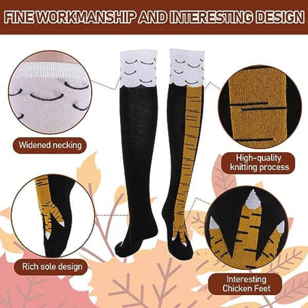 Chicken Leg Socks 1 Pair 24 Inches Crazy Novelty Thanksgiving Turkey Animal Feet Claw Knee High Chicken Lady Stockings Adult Humor Party Funny Gifts En storlek