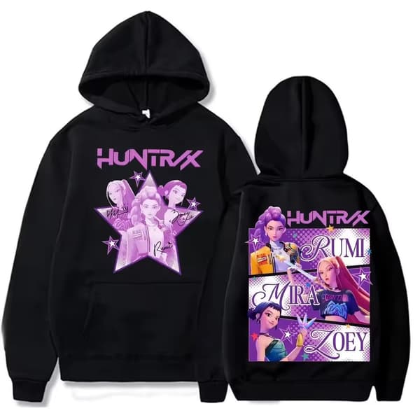 Kpop Demon Hunters Trøjer Sweatshirt Langærmet Dame Mode Hættetrøje Sort Hvid White M