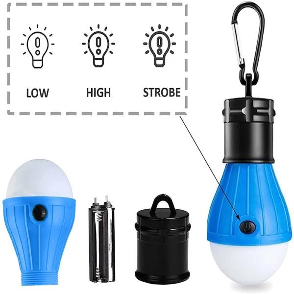 Bärbar lykta för tältlampa Camping LED-lampa Strömförsörjning 3xAAA batteri Jakt Nattfiske Arbetslampa Vattentät ficklampa blue