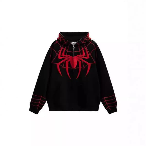 Spiderman Hettegenser Full Glidelås Hettegenser Streetwear Oversized Gensere WHITE L