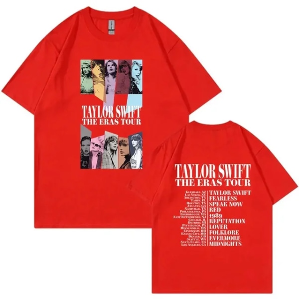 Unisex T-shirt Taylor Swift printed kort ärm för fans Present Red XXXL