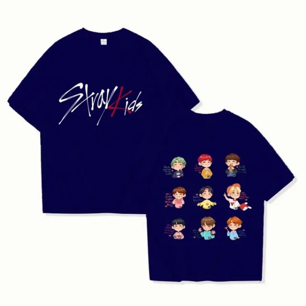 K-POP Stray Kids T-Shirt Herre Dame Trykket høykvalitets bomull T-skjorte Kortermet T-skjorte Overdimensjonerte T-skjorter Topper Klær 7 S