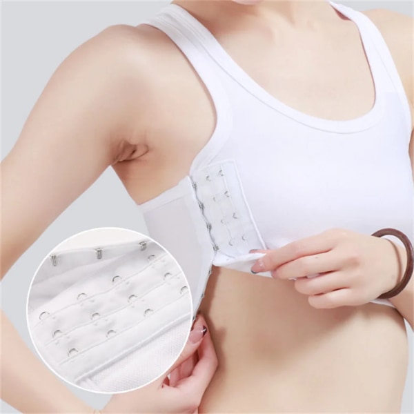 Kvinde Åndbar Bryst Binder Side Spænde Kort Vest Toppe Bryst Binder Undertøj Tank Top Trådløs Bryst Wrap Bandage White M
