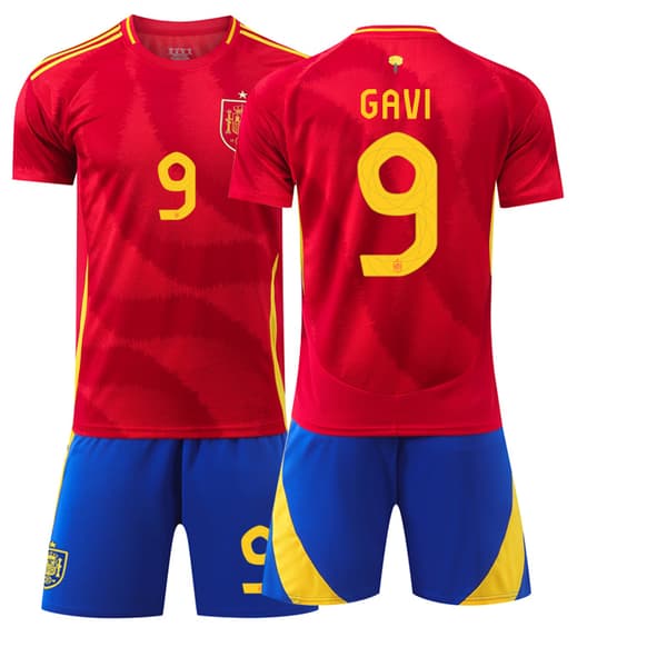 24-25 Spanien NR.9 GAVI 2-delt T-shirt sæt Børnefodboldtrøje 9 18
