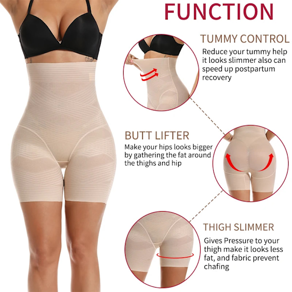 Hög Midja Butt Lifter Slimmande Underkläder Body Shaper Kvinnor Shapewear Tummy Control Trosor Lår Slimmer Säkerhetsshorts Nude M