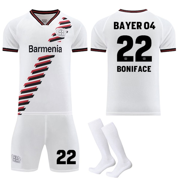 23-24 Bayer 04 Leverkusen Bortefotballtrøyer Barn Voksen Fotballutstyr NO.22 BONIFACE 22