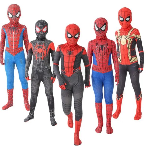 Hämähäkkimies Lasten Asu Supersankari Hyppypuku Miles Morales Cosplay Zentai Bodysuit Halloween Karnevaali Asut Pojille Ja Tytöille 010 110