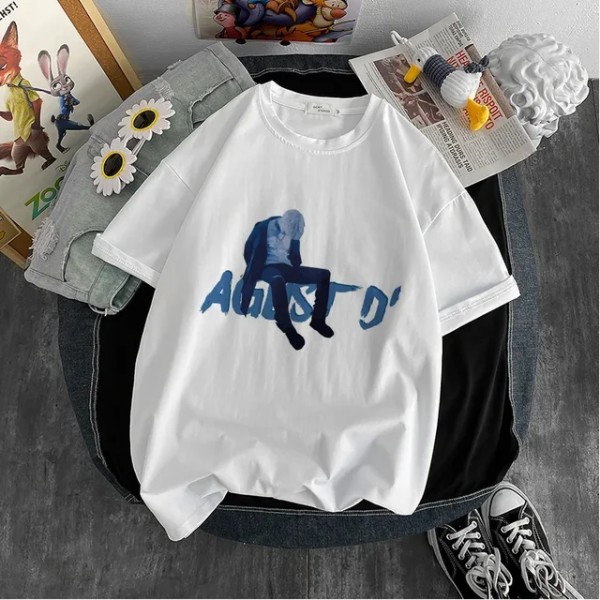 Ny koreansk version af KPOP Agust D T-shirt til kvinder med tryk D-2 Album Unisex T-shirt Yoongi-skjorte Teen-T-shirt L145-5 M