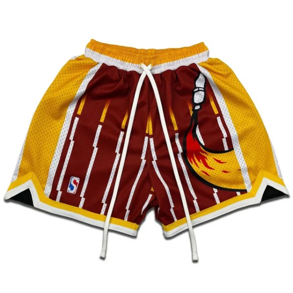 High Street Retro Nya dragsko Basketshorts Herr Sommar Utomhus Löpning Fitness Men Knä Sport Quarter Byxor Red for yellow XXXL