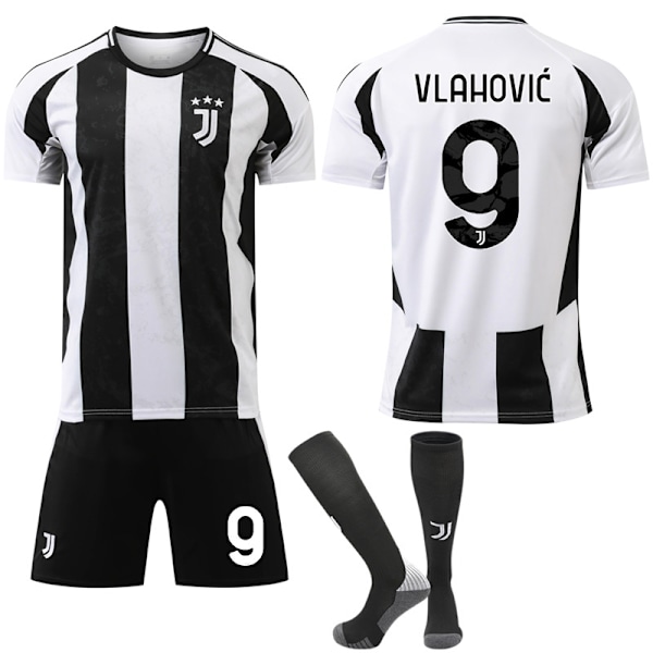 Juventus F.C. Hemmafotbollströjor Barn Vuxen Fotbollsutrustning 24-25 NO.9 VLAHOVIC 20