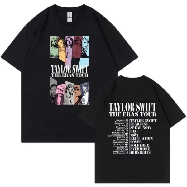 Unisex T-skjorte Taylor Swift trykt kortermet for fans gave Black M