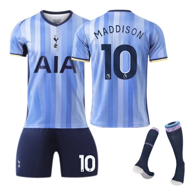 24-25 Tottenham Hotspur Away Kit Børne- og voksenfodboldtrøje nr. 10 med sokker 20(110-120cm)