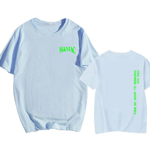 Stray Kids Maniac printed unisex kortärmad koreansk Kpop T-shirt SKY BLUE 4XL