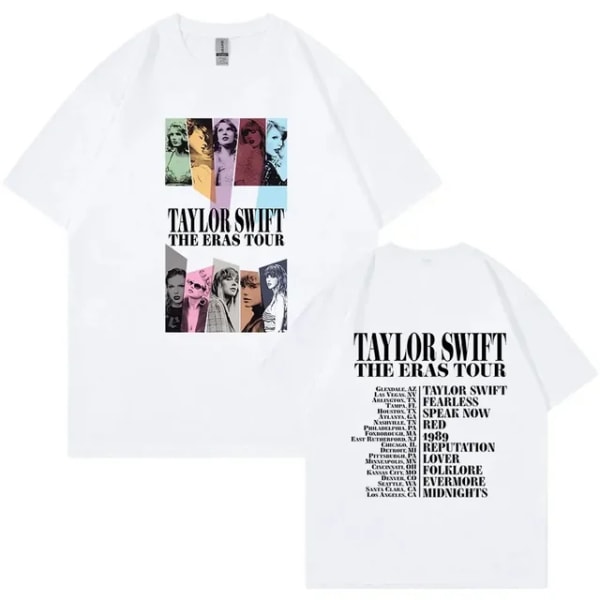 Unisex T-paita Taylor Swift printed lyhythihainen faneille lahja WHITE M