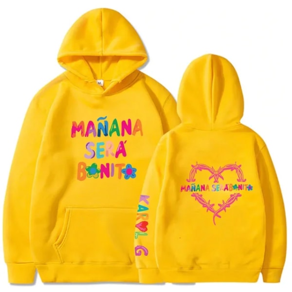 Karol G Manana Sera Bonito Hættetrøjer Dame Casual Sweatshirts Harajuku Pullover Fleece Langærmede Pullover Hip Hop Streetwear Yellow L