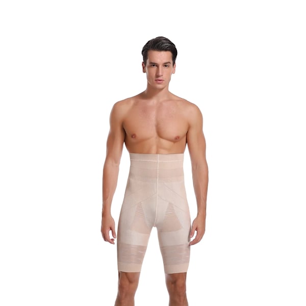 Män Tummy Control Shorts Hög Midja Slimmande Shapewear Mage Platt Body Shaper Ben Underkläder Kompressionstrosor Boxershorts Nude M