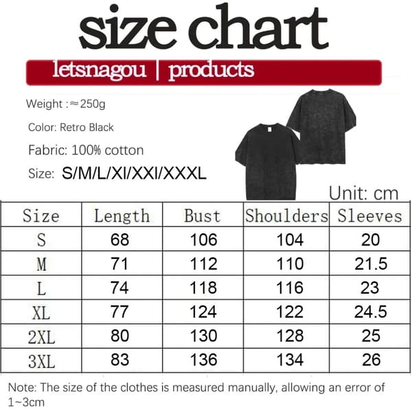 Retro Sort Løs Street Style Casual T-shirt 06929 M
