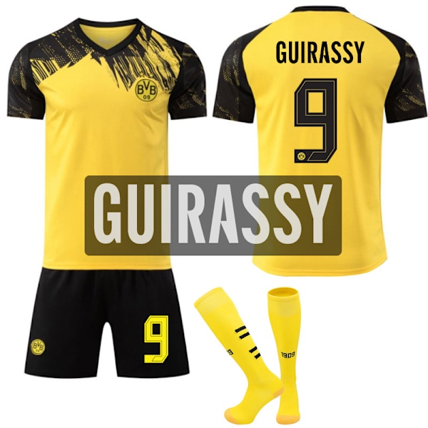 25-26 Borussia Dortmund Hjemme NO.9 GUIRASSY Sæt Trøjer Børn Voksen Fodboldudstyr med Sokker NO.9 XS